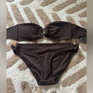 JCREW BROWN SCRUNCHIE BIKINI TOP & BOTTOM | SIZE: M | NWT